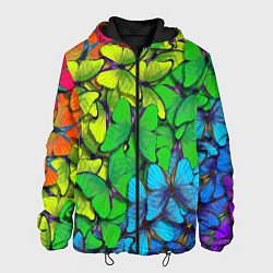 Куртка с капюшоном мужская Бабочки и радуга, цвет: 3D-черный