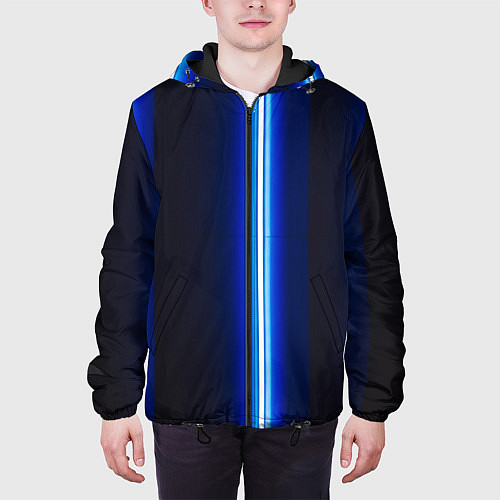 Мужская куртка Неоновое синее свечение / 3D-Черный – фото 3