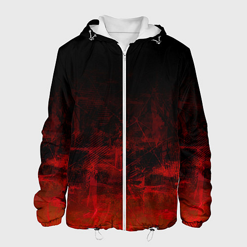 Мужская куртка Черный однотонный и гранжевый красный / 3D-Белый – фото 1