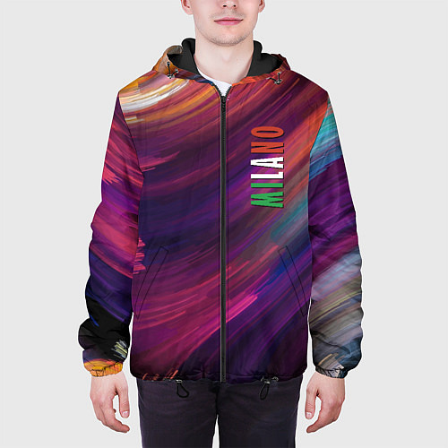 Мужская куртка Разноцветная экспрессивная композиция - Milano / 3D-Черный – фото 3