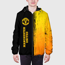 Куртка с капюшоном мужская Manchester United - gold gradient: по-вертикали, цвет: 3D-черный — фото 2