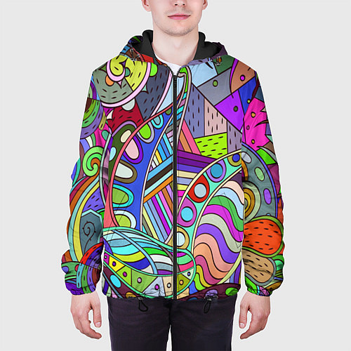 Мужская куртка Детский красочный узор / 3D-Черный – фото 3