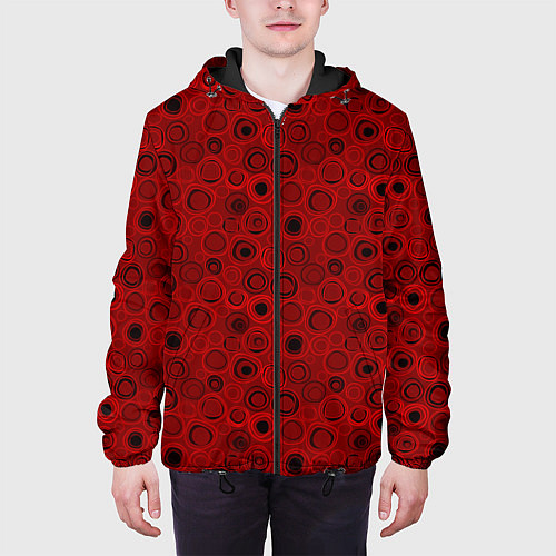 Мужская куртка Красный абстрактный узор / 3D-Черный – фото 3