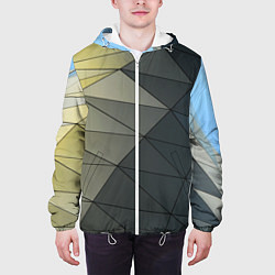 Куртка с капюшоном мужская Абстрактная сетка из множества фигур, цвет: 3D-белый — фото 2