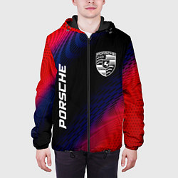 Куртка с капюшоном мужская Porsche красный карбон, цвет: 3D-черный — фото 2