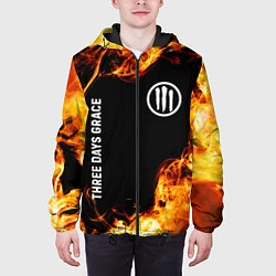 Куртка с капюшоном мужская Three Days Grace и пылающий огонь, цвет: 3D-черный — фото 2