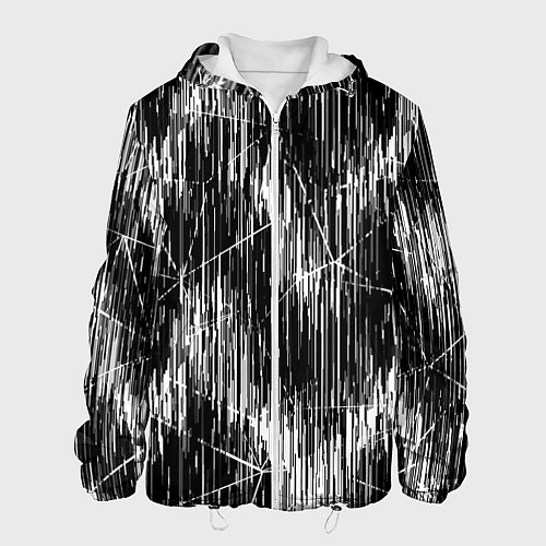 Мужская куртка Черно-белые штрихи, зигзаг / 3D-Белый – фото 1