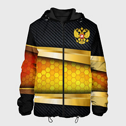 Куртка с капюшоном мужская Black & gold - герб России, цвет: 3D-черный