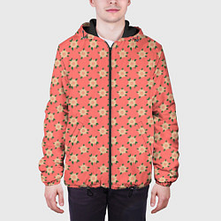 Куртка с капюшоном мужская Минимализм - цветочки, цвет: 3D-черный — фото 2