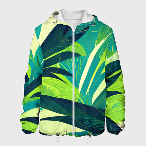 Мужская куртка Яркие тропические листья пальмы / 3D-Белый – фото 1