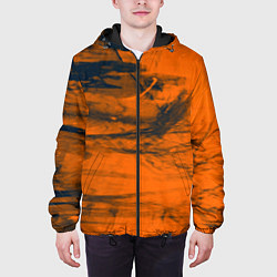 Куртка с капюшоном мужская Абстрактная оранжевая поверхность и чёрные тени, цвет: 3D-черный — фото 2