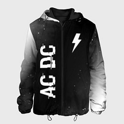 Куртка с капюшоном мужская AC DC glitch на темном фоне: надпись, символ, цвет: 3D-черный
