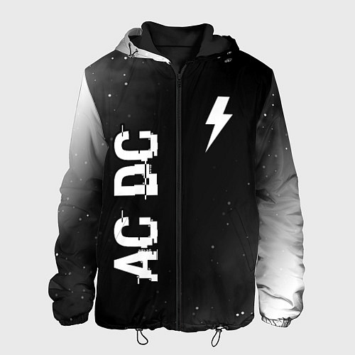 Мужская куртка AC DC glitch на темном фоне: надпись, символ / 3D-Черный – фото 1