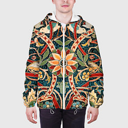 Куртка с капюшоном мужская Ковер с птицами, цвет: 3D-белый — фото 2