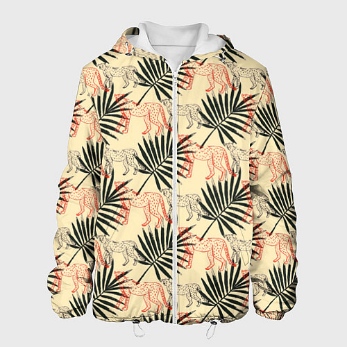 Мужская куртка Пальмы и гепард узор / 3D-Белый – фото 1