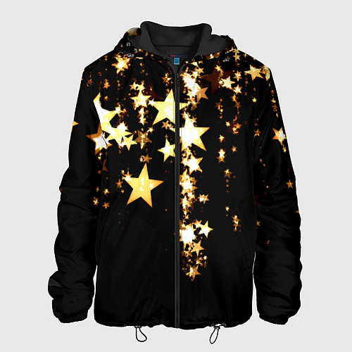 Мужская куртка Золотые праздничные звезды / 3D-Черный – фото 1