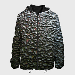 Куртка с капюшоном мужская Неровная металлическая поверхность, цвет: 3D-черный