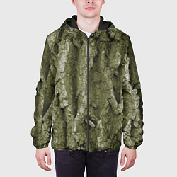 Куртка с капюшоном мужская Кора дуба - текстура, цвет: 3D-черный — фото 2