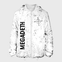 Куртка с капюшоном мужская Megadeth glitch на светлом фоне: надпись, символ, цвет: 3D-белый