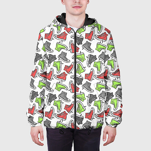 Мужская куртка Кеды разноцветные поп арт / 3D-Черный – фото 3