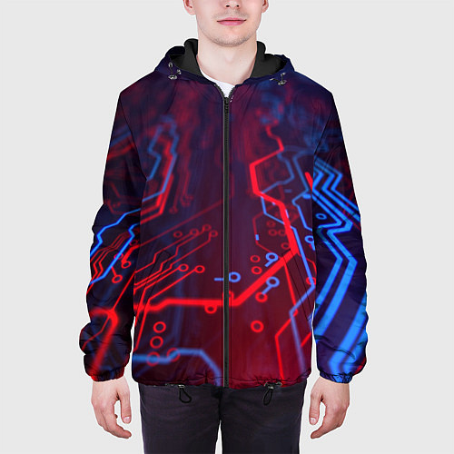 Мужская куртка Неоновая электро плата / 3D-Черный – фото 3