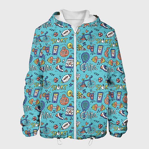 Мужская куртка Спортивный инвентарь и напитки / 3D-Белый – фото 1