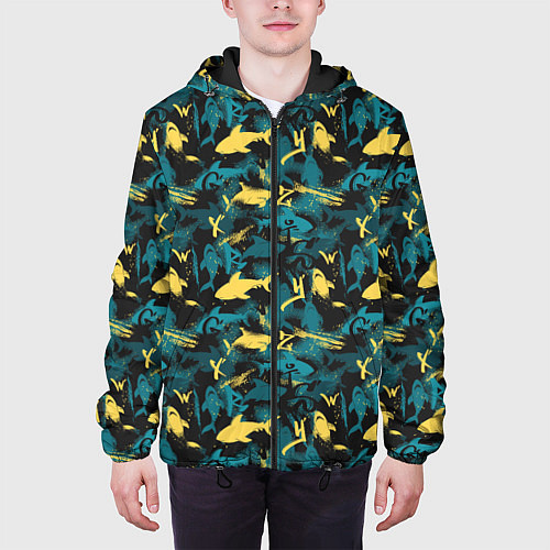 Мужская куртка Акулы разноцветные / 3D-Черный – фото 3