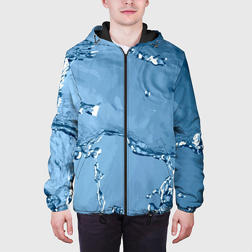 Мужская куртка Водные подтёки на стекле / 3D-Черный – фото 3