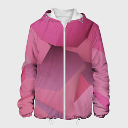 Куртка с капюшоном мужская Розовые геометрические фигуры, цвет: 3D-белый