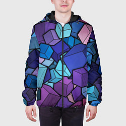 Куртка с капюшоном мужская Цветные кубы, цвет: 3D-черный — фото 2