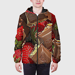 Куртка с капюшоном мужская Клубника и шоколад Рошен, цвет: 3D-черный — фото 2