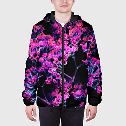 Куртка с капюшоном мужская Цветочки арт, цвет: 3D-черный — фото 2