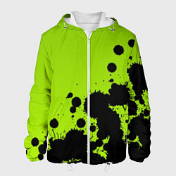 Мужская куртка Чёрные кляксы на зелёном фоне