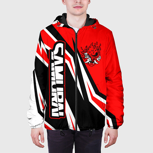 Мужская куртка Samurai - Киберпанк 2077 - Красный спорт / 3D-Черный – фото 3