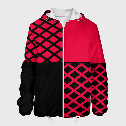 Мужская куртка Черно-красный геометрический узор / 3D-Белый – фото 1