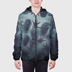 Куртка с капюшоном мужская Scary faces trying to get out, цвет: 3D-черный — фото 2