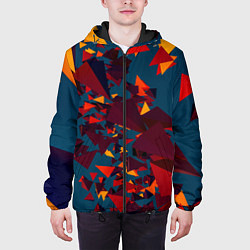 Куртка с капюшоном мужская Множество тетраэдров в абстракции, цвет: 3D-черный — фото 2