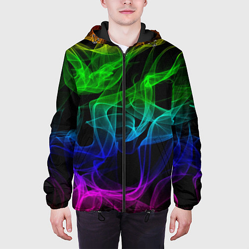 Мужская куртка Разноцветный неоновый дым / 3D-Черный – фото 3
