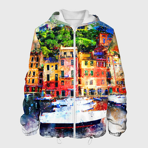 Мужская куртка Картина красочный город / 3D-Белый – фото 1