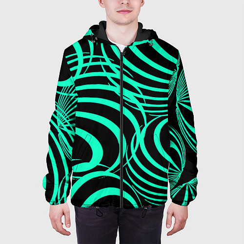 Мужская куртка Зелёные полоски / 3D-Черный – фото 3