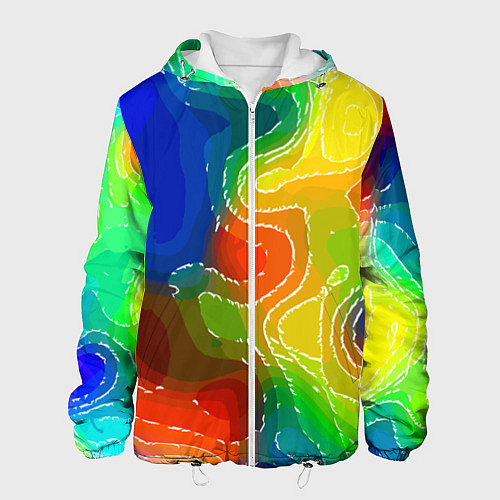Мужская куртка Разноцветная абстрактная композиция / 3D-Белый – фото 1