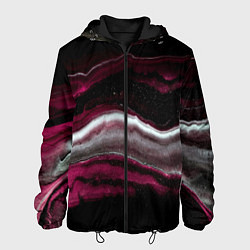 Куртка с капюшоном мужская Розовые и белые волны песка в абстракции, цвет: 3D-черный