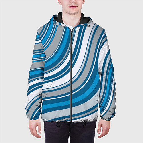 Мужская куртка Волнистые полосы - текстура / 3D-Черный – фото 3