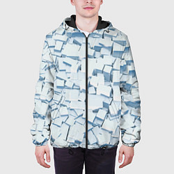 Куртка с капюшоном мужская Множество белых кубов в абстракции, цвет: 3D-черный — фото 2