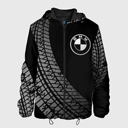 Куртка с капюшоном мужская BMW tire tracks, цвет: 3D-черный