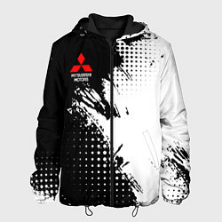 Куртка с капюшоном мужская Mitsubishi - черно-белая абстракция, цвет: 3D-черный