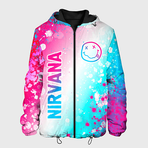 Мужская куртка Nirvana neon gradient style: надпись, символ / 3D-Черный – фото 1