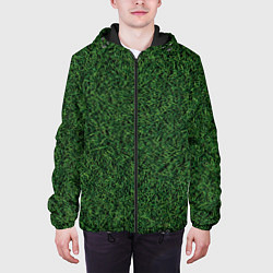 Куртка с капюшоном мужская Зеленая камуфляжная трава, цвет: 3D-черный — фото 2