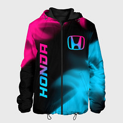 Куртка с капюшоном мужская Honda - neon gradient: надпись, символ, цвет: 3D-черный