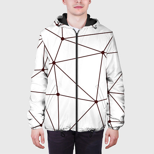 Мужская куртка Геометрические линии на белом фоне / 3D-Черный – фото 3